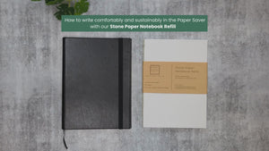 Write smoothly and sustainably with the Stone Paper Notebook Refill by inserting into the Paper Saver Reusable Notebook. Simply refill again and again to reduce waste and notebooks costs with one reusable refillable notebook.