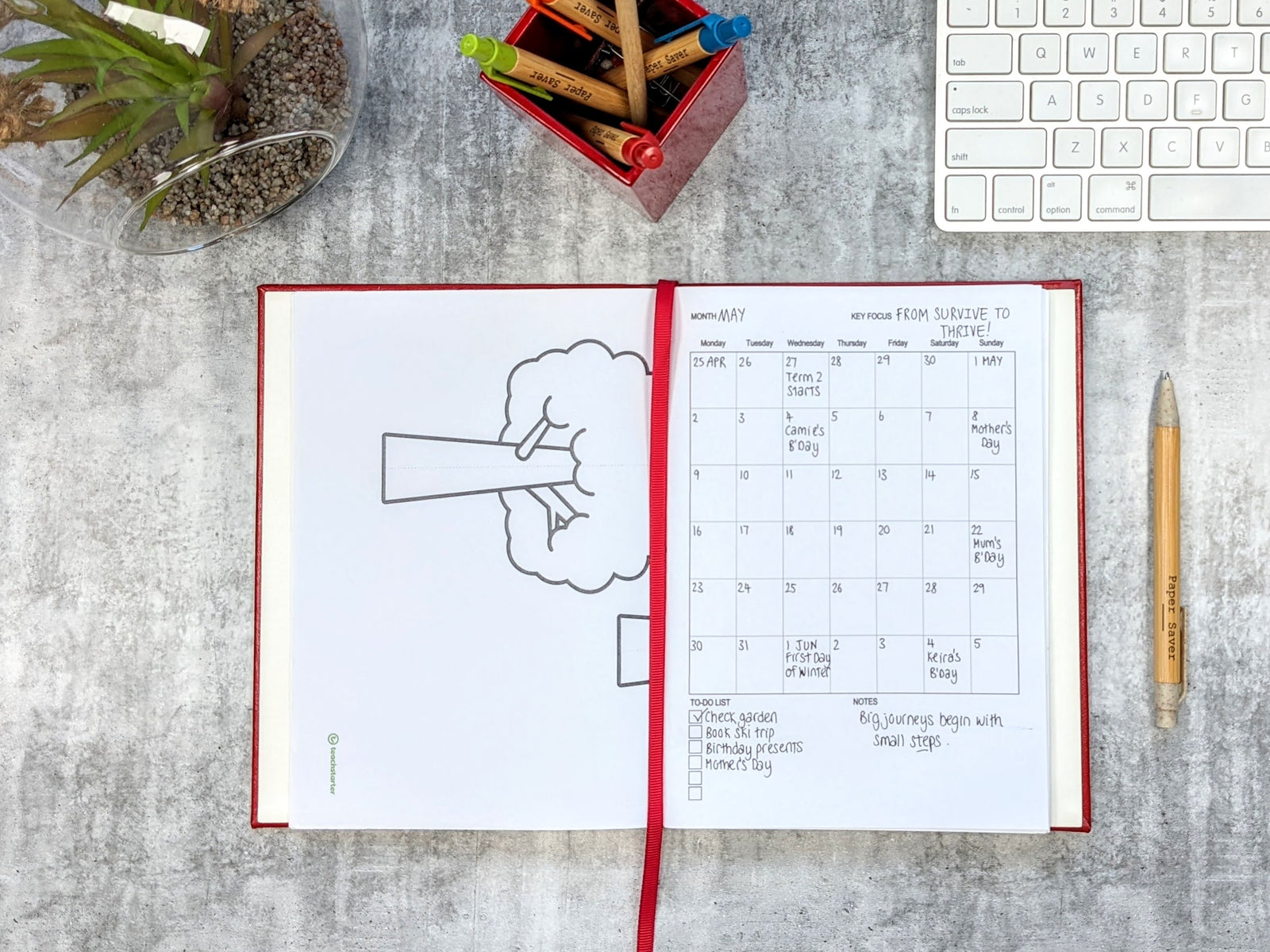 The Classic Paper Saver Reusable Notebook in colour Berry Red