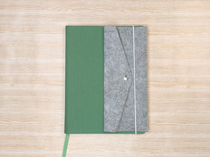 The Canvas Paper Saver Reusable Notebook in Thyme Green and Paper Saver Organiser for the sustainable way to reuse better and keep all stationery essentials together and organised.