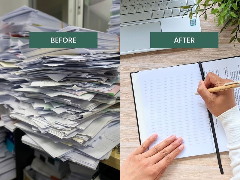 Clear the paper clutter and mess on your desk by reusing and organising the paper as pages of the Paper Saver Reusable Notebook