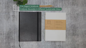 Upcycle and repurpose your paper as pages of the Paper Saver Reusable Eco Notebook and write your notes and ideas sustainably while reducing your paper waste. Simply insert paper into the Paper Saver to conveniently write comfortably on the back blank sides and say goodbye to notebook and paper waste. Zero waste, sustainble living.