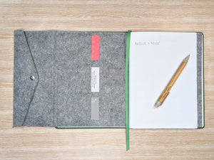 The Canvas Paper Saver Reusable Notebook in Thyme Green and Organiser keeps all your work essentials together with your notesbook