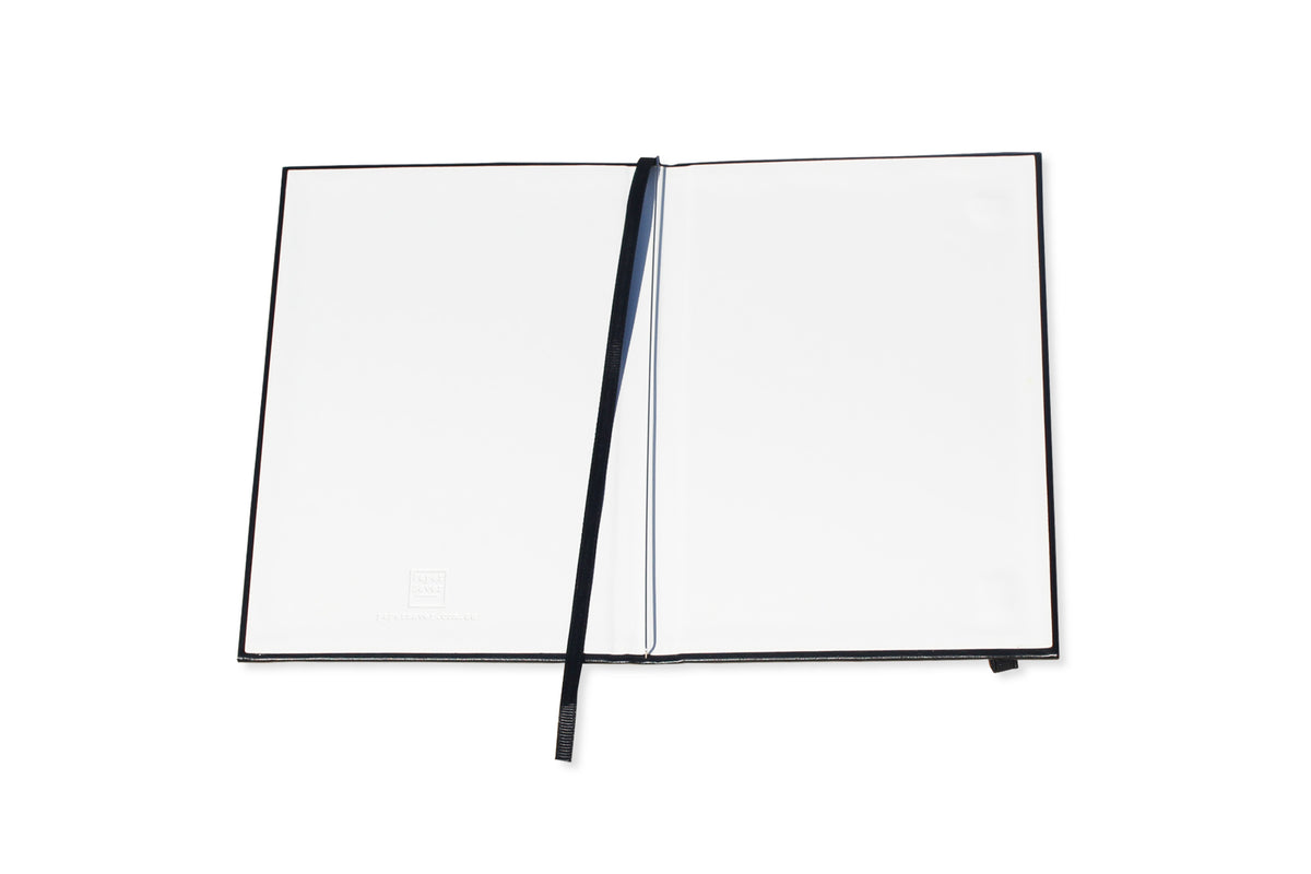 The Classic Paper Saver Reusable Notebook opened with its double sided vegan leather covers for extra durability and spill-resistance; spring steel binder designed to easily and conveniently insert and secure your used paper to write on the back blank sides, upcycling your paper and reducing your paper waste - a more sustainable way to write and live the eco friendly way.