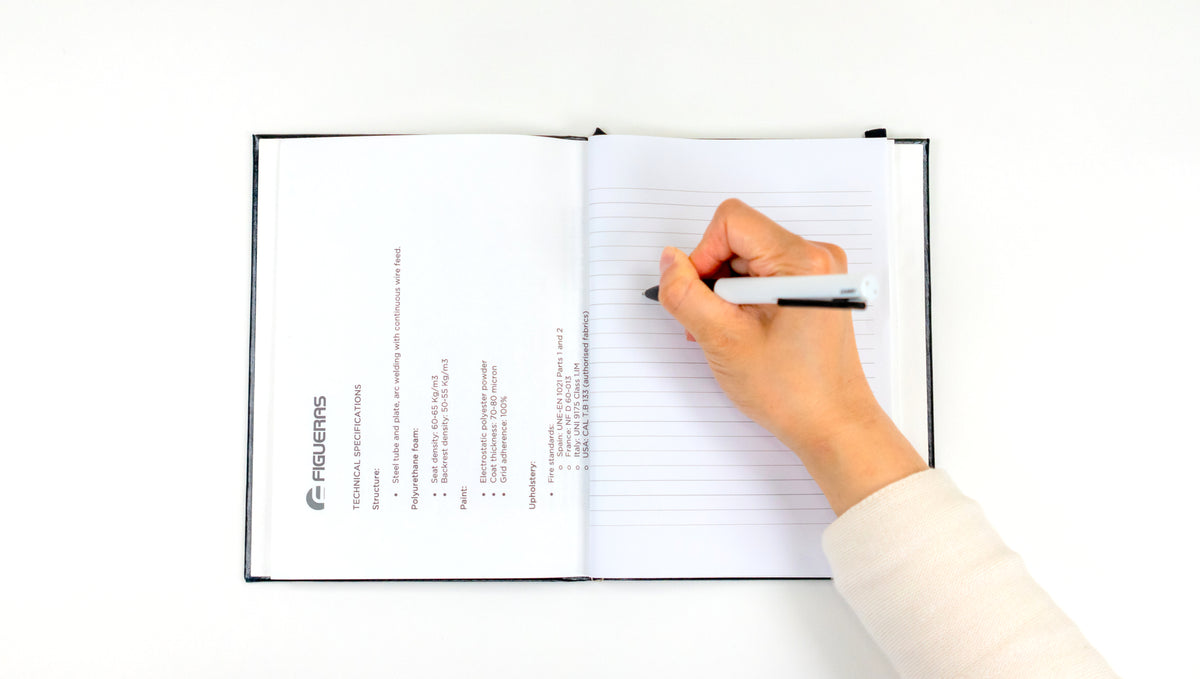 You are now ready to write your notes and ideas sustainably in the Paper Saver Reusable Notebook!  Use our templates to print lines, grids, planners and more to write sustainably and stay organised.  Once you are finished, remove paper and replenish with more used paper to upcycle as pages, reducing your paper waste so you can write notes more sustainably.